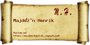 Majdán Henrik névjegykártya