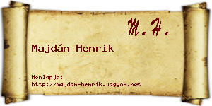 Majdán Henrik névjegykártya